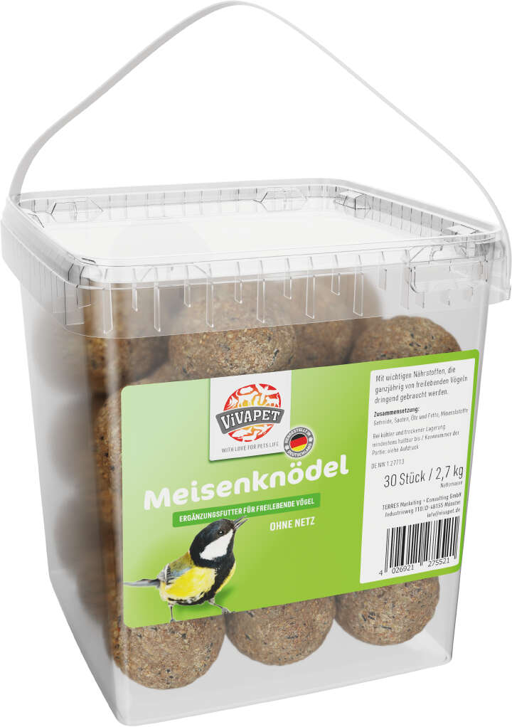 ViVAPET Wildvogelfutter Meisenknödel 30 Stück ohne Netz